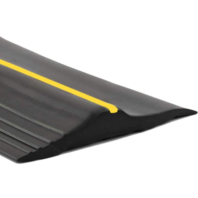 ToLanbbt 10Ft/3M Universal Garage Door Rubber Threshold Strip, Weatherproof Seal Strip DIY Weather Stripping Replacement, Not Include Adhesive/Sealant (Black-Yellow Line) - Image 1